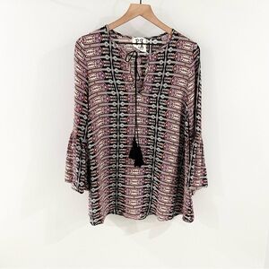 PPLA Bell Sleeve Boho Tunic Purple Size Medium
